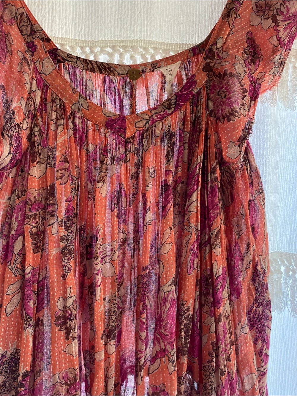 Free People FP One Artemis Floral Tunic Coral, rare